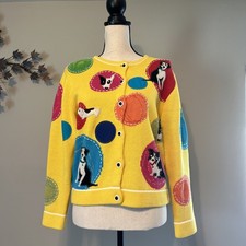 Susan Bristol Vintage 2001 Dog Polka Dot Embroidered Cardigan Size PS (READ) picture