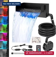 All-in-1 Pond Waterfall Kit with LED Light, 12 inch 304 Stainless Steel Spillway picture