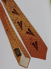 vintage 1940s 1950s bold rayon swing tie necktie 40s 50s autumn leaves picture