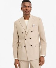 Bar Iii Mens Slim fit Double Breasted Suit Jacket Blazer 42 S Tan picture