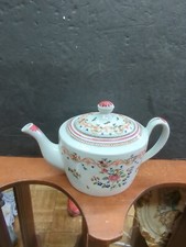 Antique Polychrome Porcelain English Floral Spray Teapot Late Georgian 1800 picture
