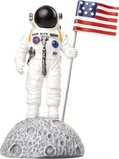 Space Astronaut Moon Landing Holding USA Flag Resin Home Decor Figurine picture