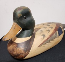 Vintage T.J.'s Hooker Rig Duck Decoy Original Paint Glass Eyes 14” picture