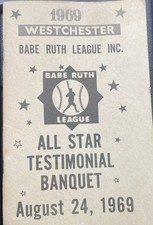 Babe Ruth League Inc All Star Testimonial Banquet Westchester Aug 1969 Program picture