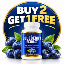 BLUEBERRY EXTRACT 1000 MG ANTIOXIDANT SUPPORT 100% PURE ALL NATURAL 60 CAPSULES picture