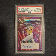 2023 Leaf #DW-JW1 Jacob Wilson Diamond Wonders Auto Pink Prismatic /7 PSA 8 picture