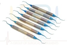 NEW HOLLOW BLUE TITANIUM 7 Piece Gracey Curette Set Dental Instruments picture
