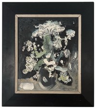 STERLING STRAUSER Original Signed Expressionist Oil Painting White Flowers picture