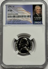 1957 NGC PF69 Proof Thomas Jefferson Nickel Portrait Signature Label Top Pop picture