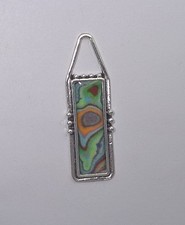 4  ENAMELED PENDANTS  MULTI COLORED ANTIQUE SILVER 43X15MM BEAUTIFUL * LAST picture