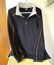 KUHL Men’s XL Regular Dark Brown 1/4 Zip Mock Neck Long Sleeve Logo Sweatshirt picture