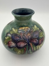 Moorcroft Pottery “Columbine” Green Atmospheric Glaze Bud Vase by Walter 1947 picture