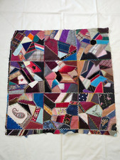 antique crazy silk & velvet Quilt patchwork embroidery hand Quilted item872 picture