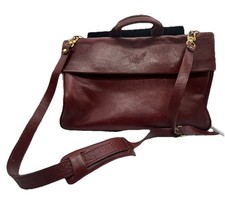 Lancetti Milano Vintage 100% Leather Messenger Satchel Crossbody Laptop Bag picture