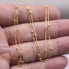 Solid 18K Yellow Gold Pure Au750 Beads Full Star Chain Link Women Necklace 18'' picture