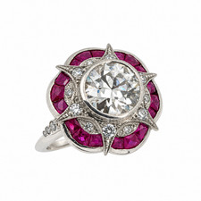 Art Deco Style Ring Natural Diamonds and Ruby 1.48ct GIA picture