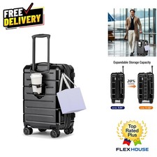 Elegant 20 Inch Expandable Carry-On Luggage with Cup Holder & Spinner Wheels picture