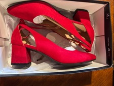 CL By Laundry Red Velvet  Ankle Strap Heels Women’s 8.5 Medium picture