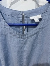 J.Jill Love Linen Dress Blue Midi A-Line Sleeveless Pockets Size M 100% Linen picture
