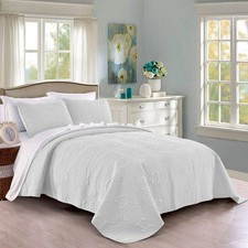 Pure Bedding Q1-QUEEN-WH Quilt Set Queen White - 3 Piece Includes 1 Quilt 2 picture