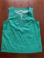 Talbots Green and Teal Patterned Sleeveless Tank picture