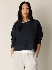 EILEENFISHER Cotton Indigo Knit Denim Crew Neck Top DARK WASH picture