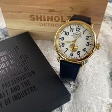 New Shinola The Runwell 41mm White Dial Navy Leather Strap Men’s Quartz Watch picture