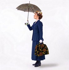 Victorian English Nanny Mary Poppins Carpet Bag Black Paisley picture