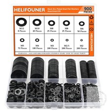900 Pieces Black Zinc, Flat Washers Assorted Kit, Flat Washers, Metric Washers, picture
