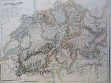 Switzerland w/ mountains named & heights c. 1855-60 Fullarton religious map picture
