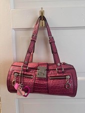 RARE Vintage GUESS pink croc barrel bag picture