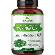 Organic Moringa 20:1 Extract, 20,000 mg Strength, 120 Vegan Capsules, Kosher picture