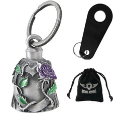 Premium Bell for motorcycle Riders Impact Guardian Biker Purple Rose Bell Hanger picture