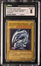 2002 Yu-Gi-Oh Blue-Eyes White Dragon SDK-001 Ultra Rare CGC 8 Vintage picture