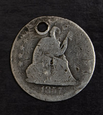 1857 O Seated Liberty Quarter Holed .........Lot 6955 picture