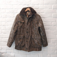 Vintage Mossy Oak Bottomland Camo Jacket L Fau Fur Collar Quilt Lined Thinsulate picture