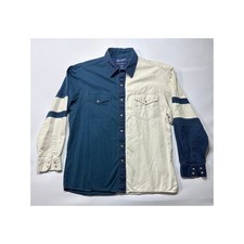 Vintage Wrangler Western Shirts Men's Pearl Snap Color Block Shirt - Size L picture