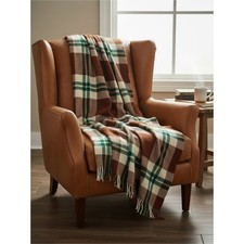 Vintage Troy Robe 100% Virgin Wool Plaid Throw Stadium Blanket Fringed picture