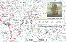 CORNISH, Scott UX86, 10c Drake's Golden Hinde,  Hand Painted FDC picture