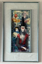 George Russin (American, 1910-2020) Original Samurai Painting -41x25” Framed picture