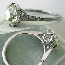 Vintage 2.5CT Old European Cut Lab Created Diamond Wedding Silver Ring Art Deco picture