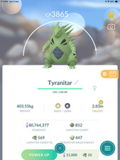 Pokemon Tyranitar level40 go fast trade picture