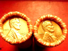 1960-D SMALL DATE / 1960-D LARGE DATE UNCIRCULATED OBW MEMORIAL LINCOLN ROLLS BU picture