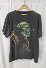 Vintage 90’s Star Wars Yoda T-Shirt Graphic Changes Men's L Thrashed Black USA picture
