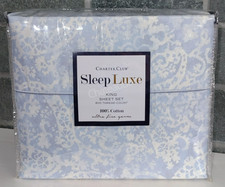 Charter Club Sleep Luxe 100% Cotton Sateen 800 Thread Count KING Sheet Set Blue picture