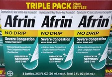 NIB Afrin No Drip Severe Congestion spray. 3 pk/20ml bottles EXP 2/28 picture