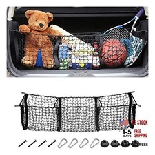 3-Pocket Car Trunk Cargo Net with Carabiners 43.3