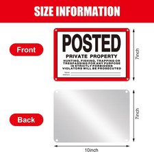 8 Pcs No Trespassing Signs Private Property-10x7 Inches Rust-Free Aluminum Si... picture