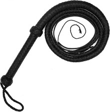 Handmade Black Leather Bullwhip 12 Plait 4–8ft Long Rope Core Whip Professional picture