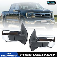 Left & Right For 2021 22 2023 Ford F-150 Chrome Driver Side Door Mirror Assembly picture